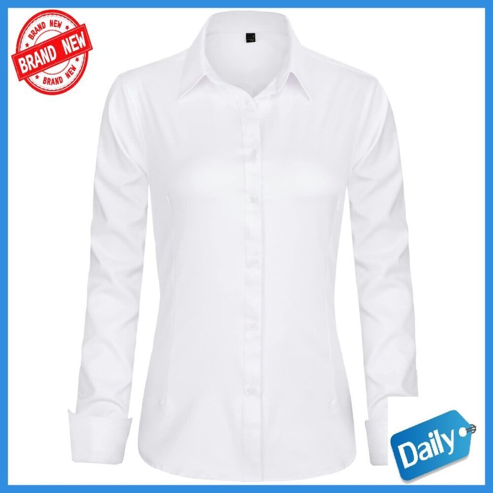 Wrinkle-Free Long Sleeve Button Down Shirt Business Casual Blouse